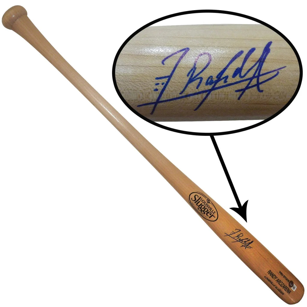 Randy Arozarena autographed Louisville Slugger natural engraved baseball bat