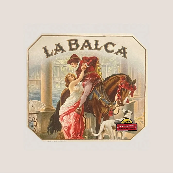 Vintage embossed cigar label from Rare 1910s La Balca with Victorian design