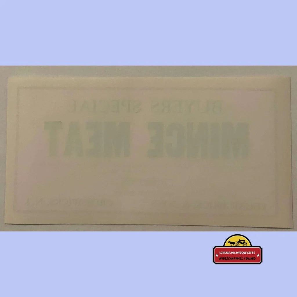 Beige envelope with faded text showcasing Rare 1910s Antique Vintage Mince Meat Label