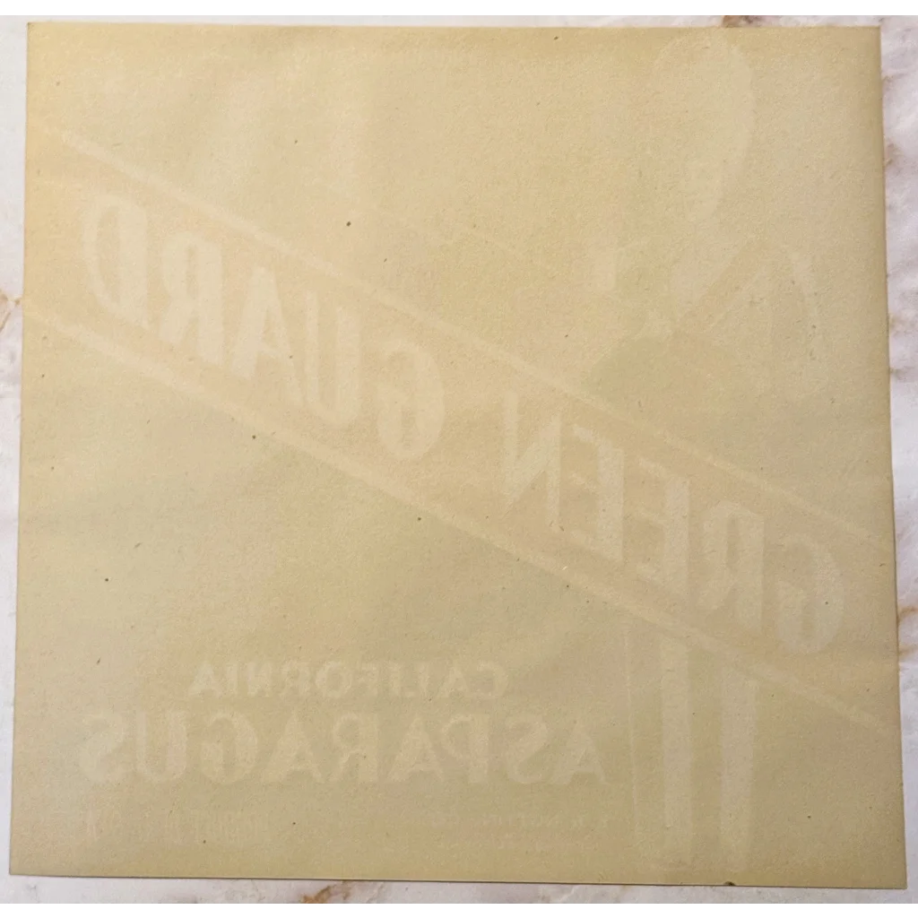Faded Green Guard Asparagus crate label from California, vintage asparagus crate label
