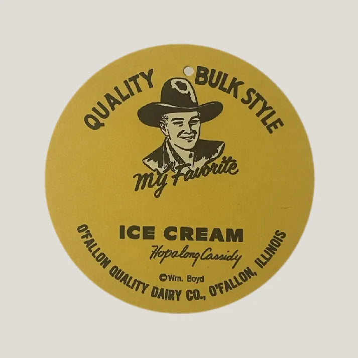 Vintage Hopalong Cassidy Ice Cream tag from 1950s Hopalong Cassidy vintage memorabilia