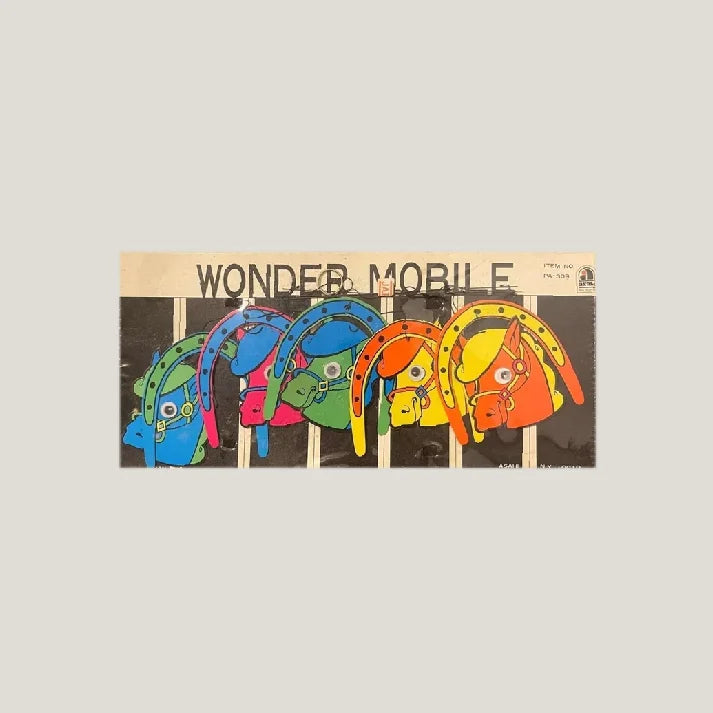 Colorful 1950s vintage blacklight horse mobile for collectorsâ unique decor