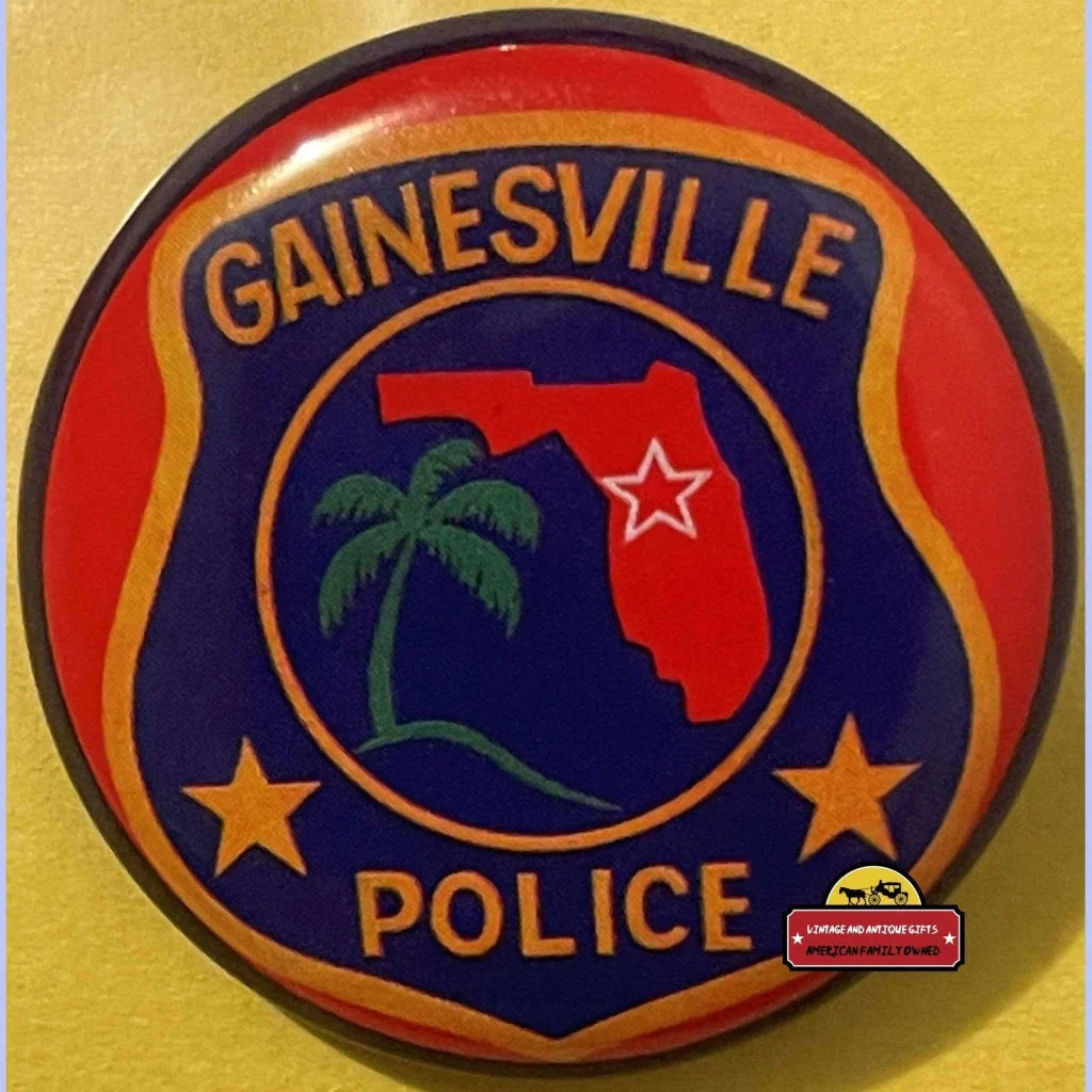 Rare 1950s Gainesville Special Police badge with Florida outline, palm tree, and stars