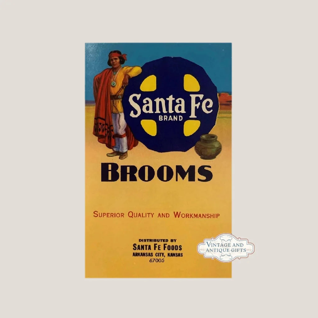 Vintage Santa Fe broom ad from the 1960s at Bricks Banquet Hall Kansas