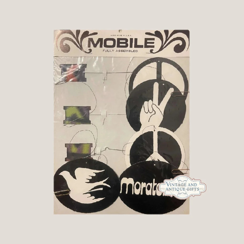 Vintage peace mobile from the 1960s vintage peace collection, handmade USA collectible