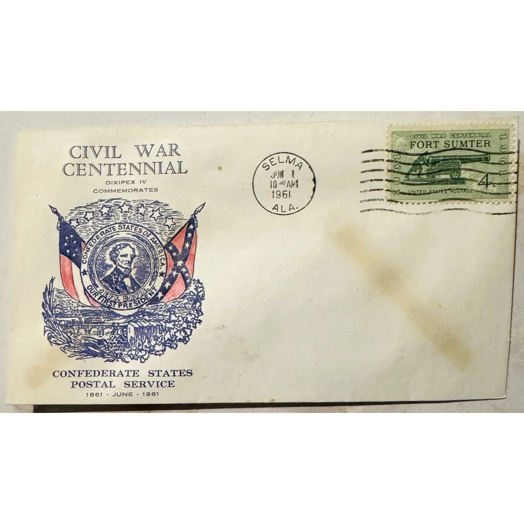 Civil War Centennial envelope with Confederate imagery and 1961 postmark for collectors