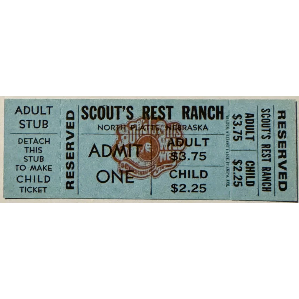 Vintage Scout’s Rest Ranch ticket from North Platte Buffalo Bill’s Wild West show