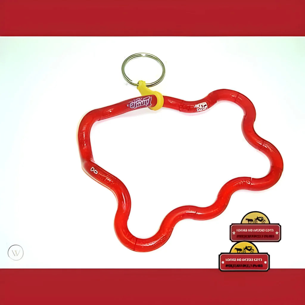 Red wavy plastic keychain loop for Rare 1981 Vintage Cherry Coke collectible fidget toy