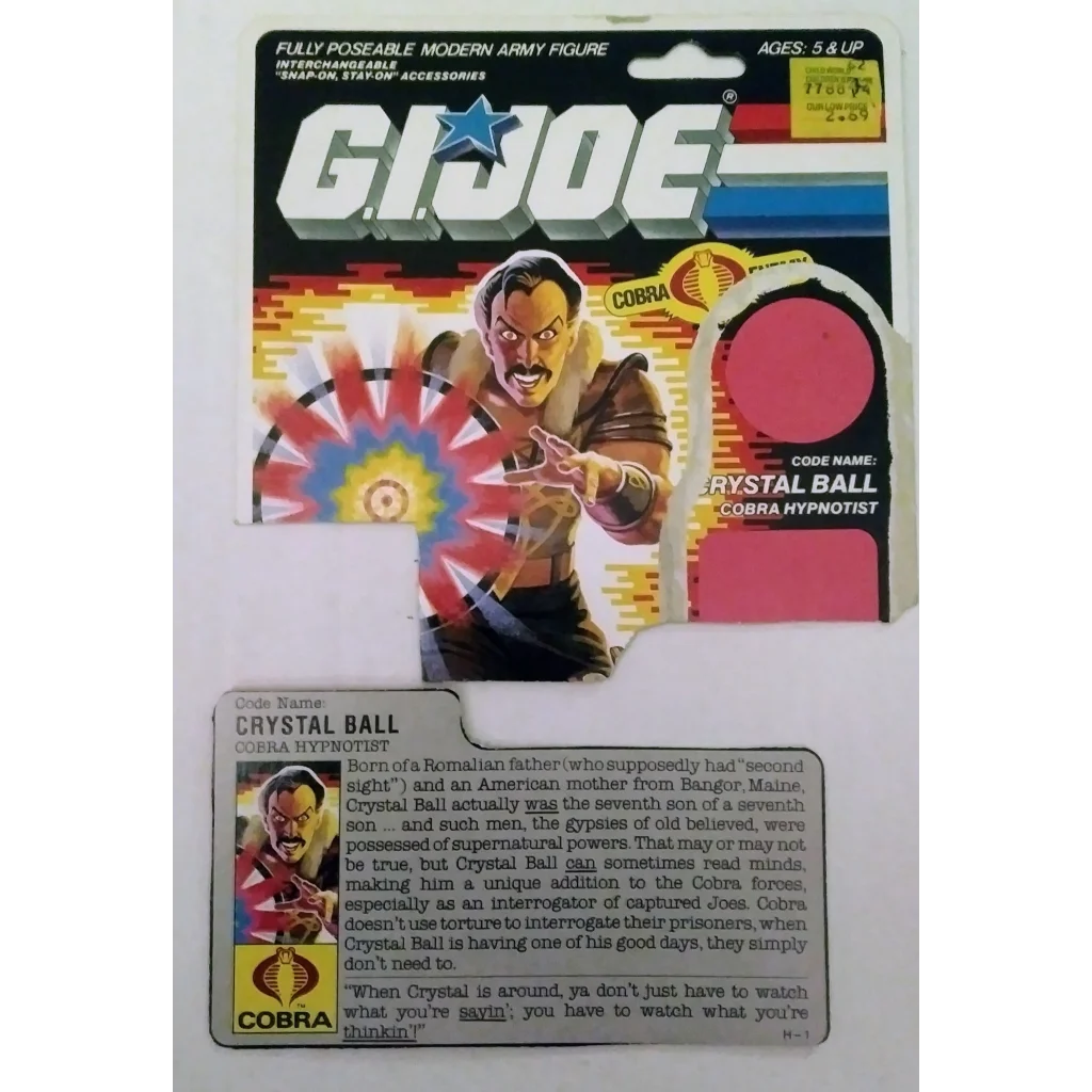 Rare 1987 Cobra action figure hypnotist with G.I. crystal ball
