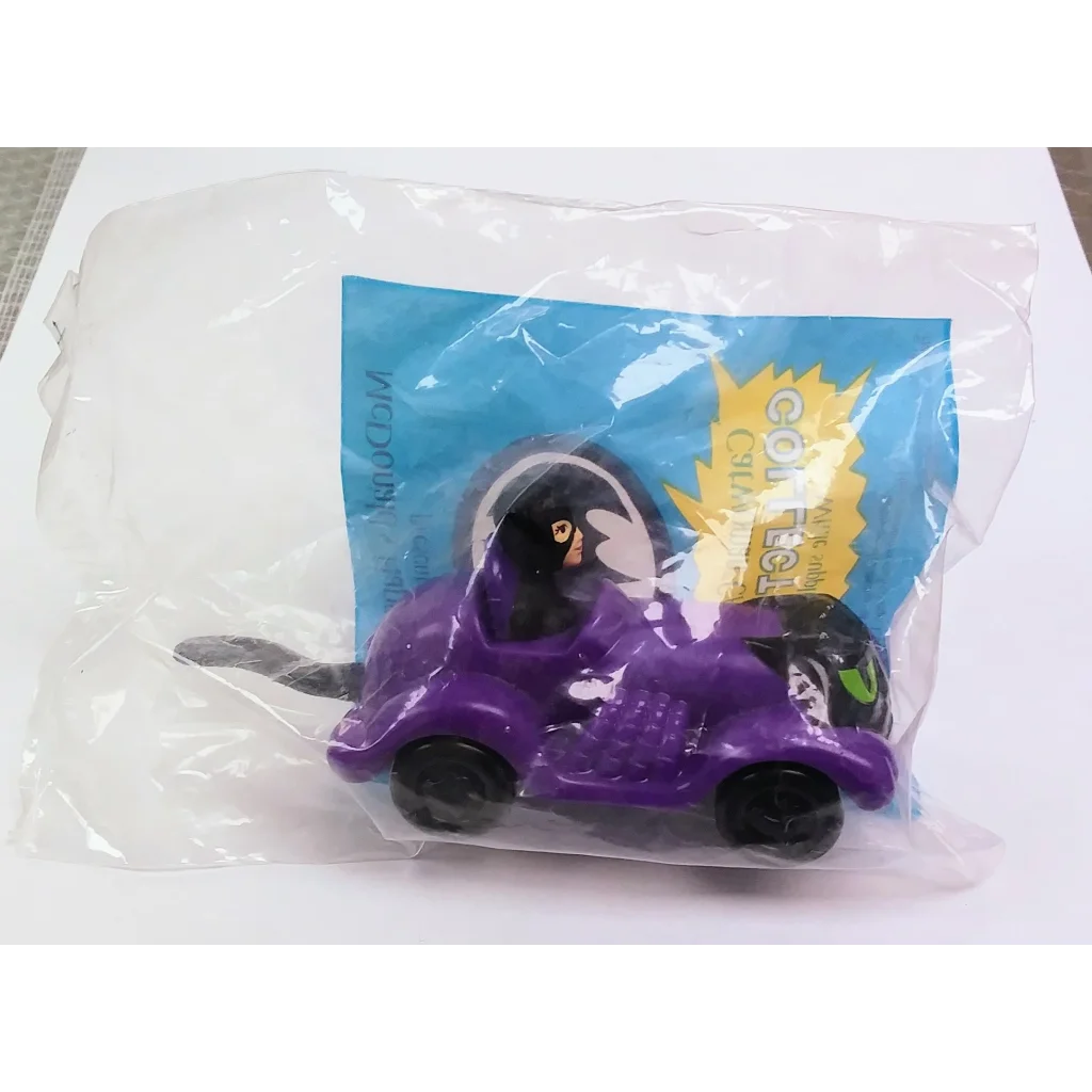 Sealed Rare 1991 Batman Catwoman Cat Coupe Happy Meal Toy with purple car and cat figurine
