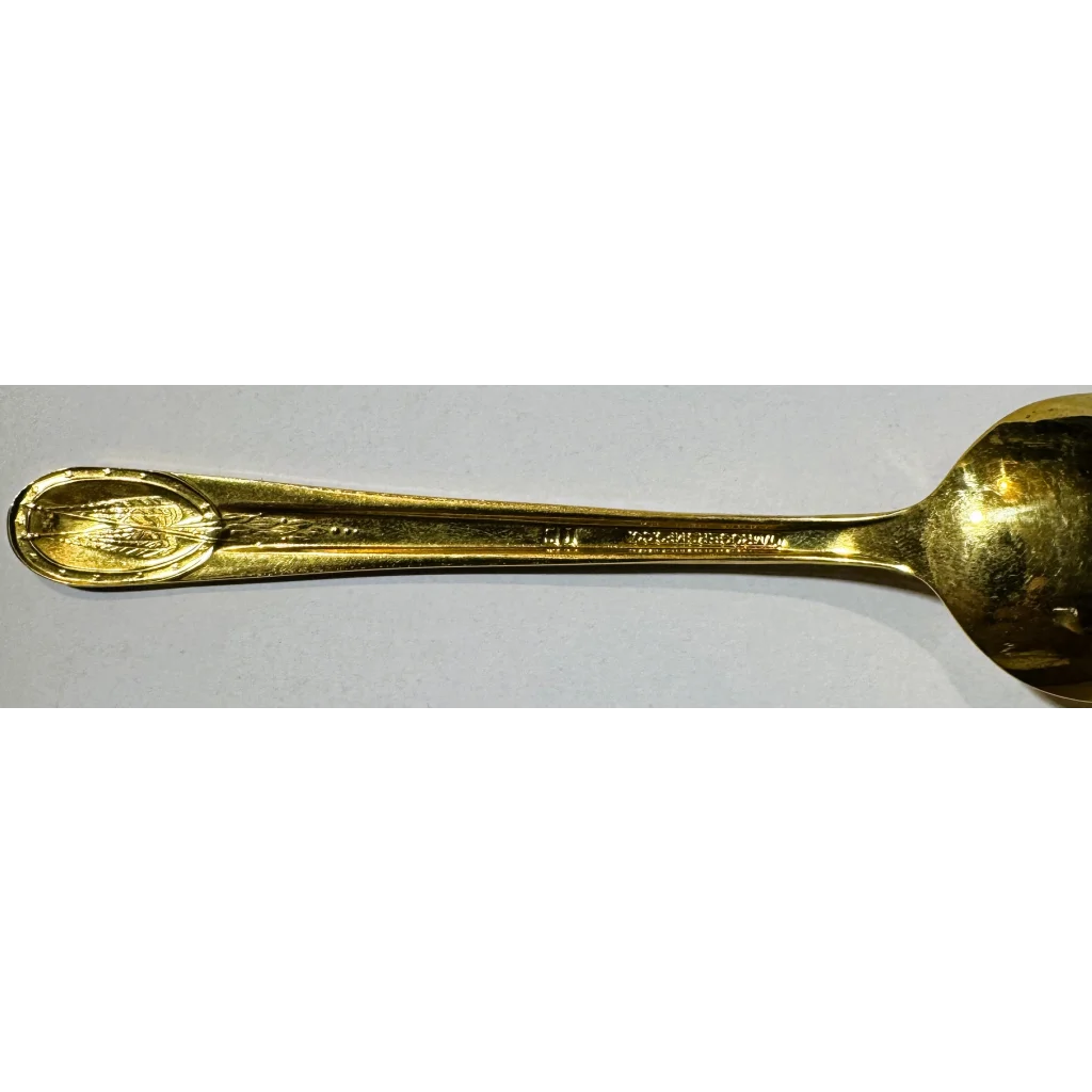 Rare antique Victorian Louisiana Purchase gold spoon with engraved design