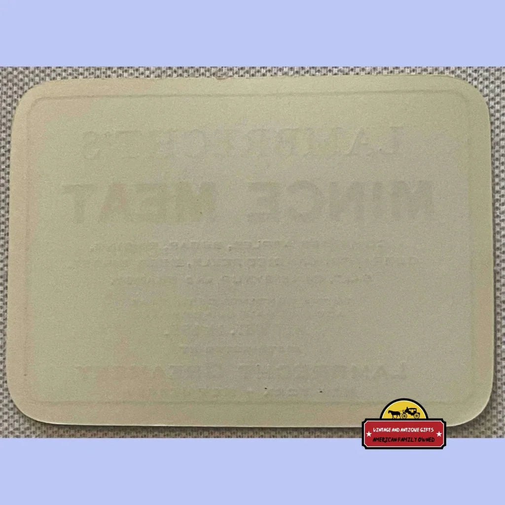Rectangular beige cutting board featuring a rare antique vintage mince meat label design