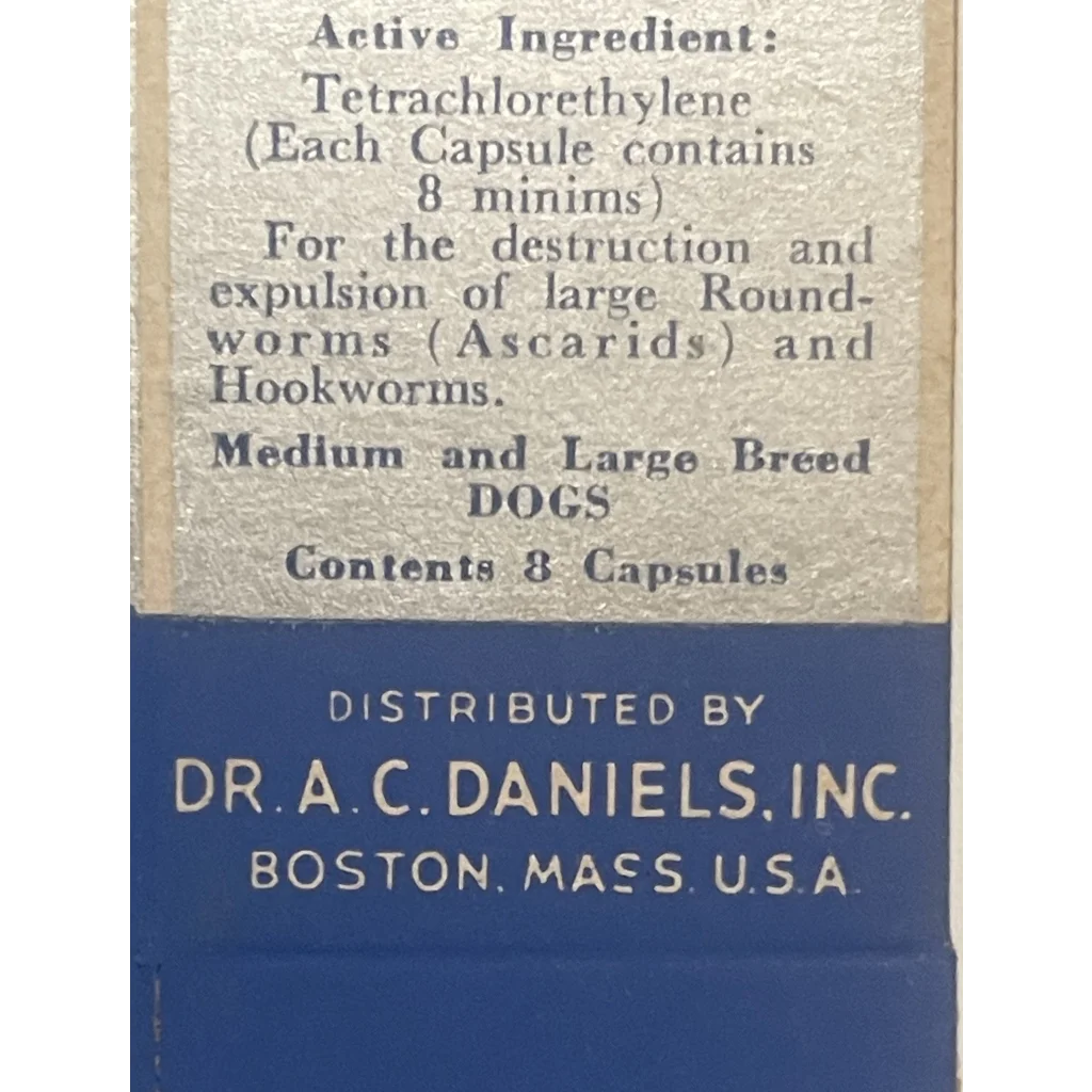 Rare Antique Vintage 1950s Dr A. C. Daniels Dog Vermi-Kap Medicine Box USA 🏛️! Advertisements and Gifts Home page