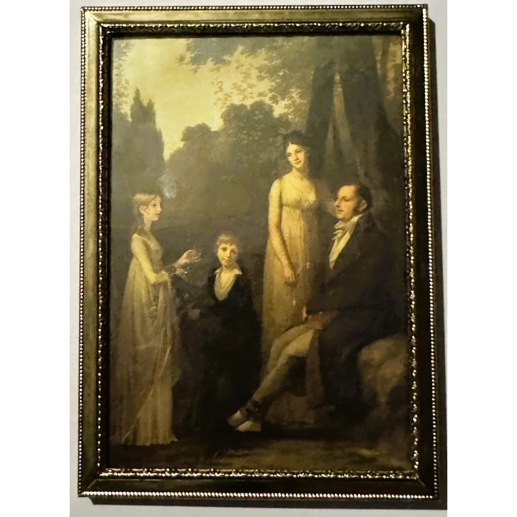 Framed neoclassical family portrait print showcasing a beautiful family portrait artwork