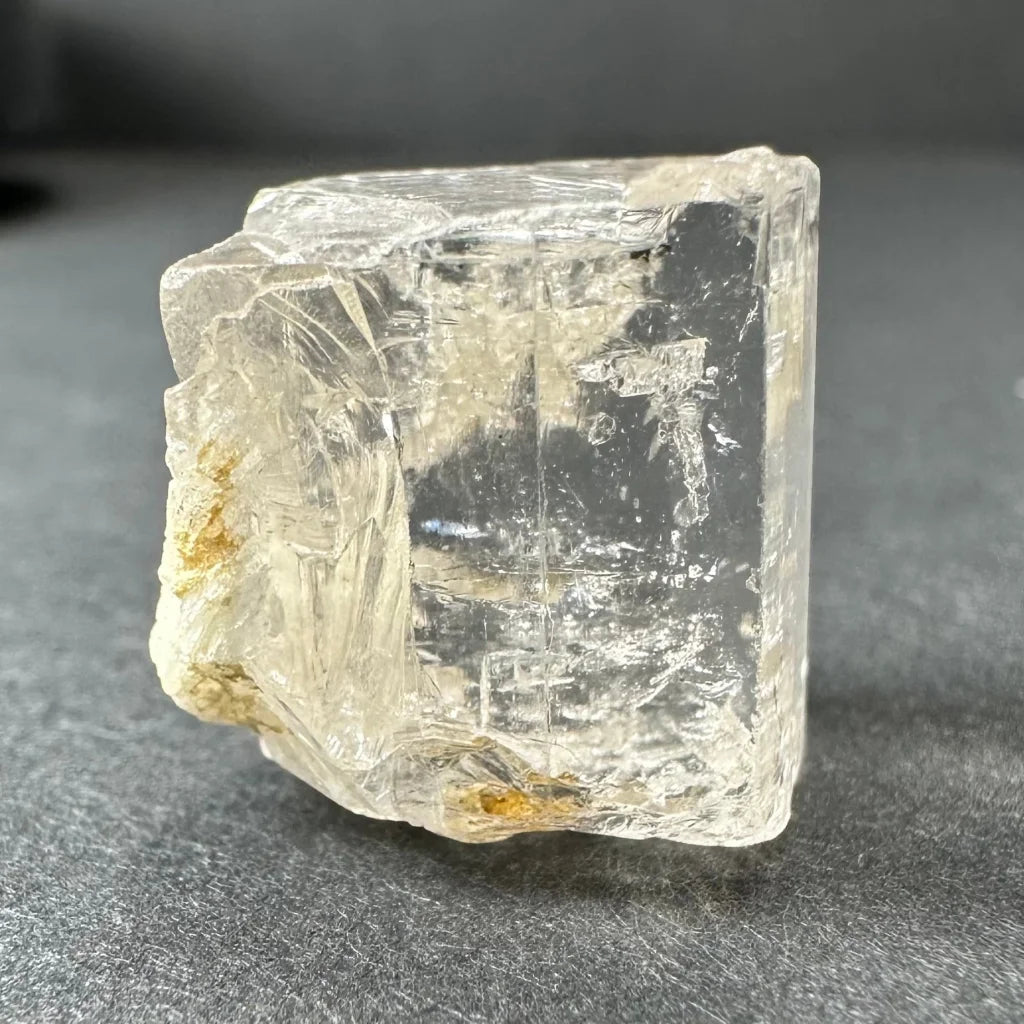 Rare golden topaz crystal from Shigar Valley, Pakistan with quartz-like clarity