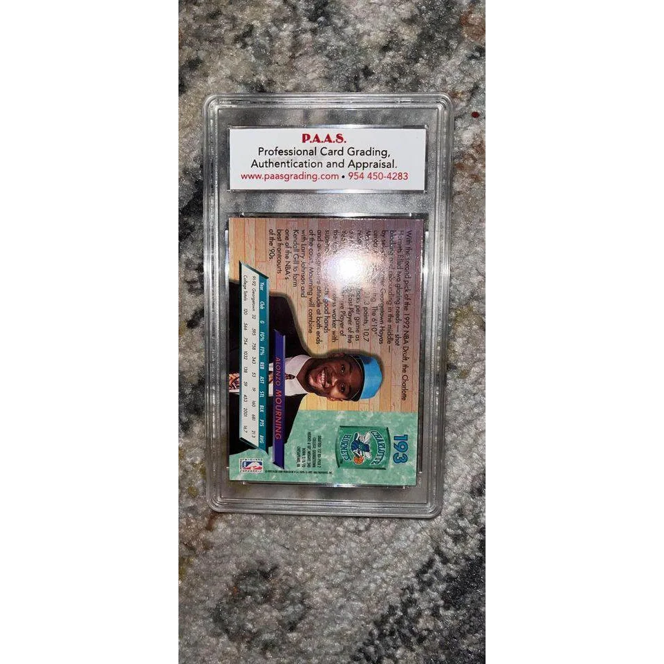 Graded Alonzo Mourning basketball trading card from 1992 Fleer Ultra collection