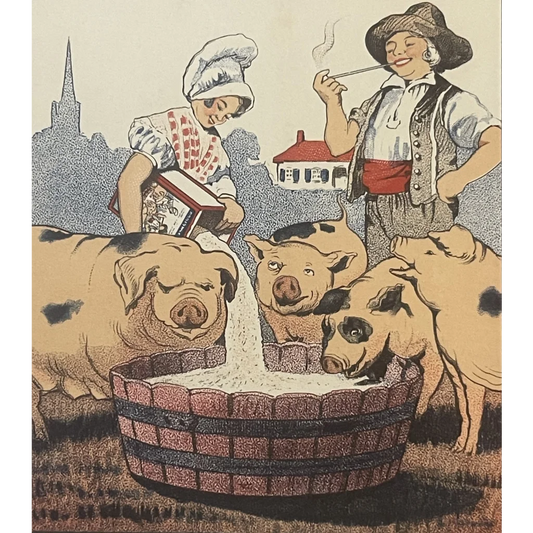 Rare Large Antique Vintage 🐖 1910s La Normandine Pig 💊 Medicine Box Farm Decor! Advertisements Collectible Items