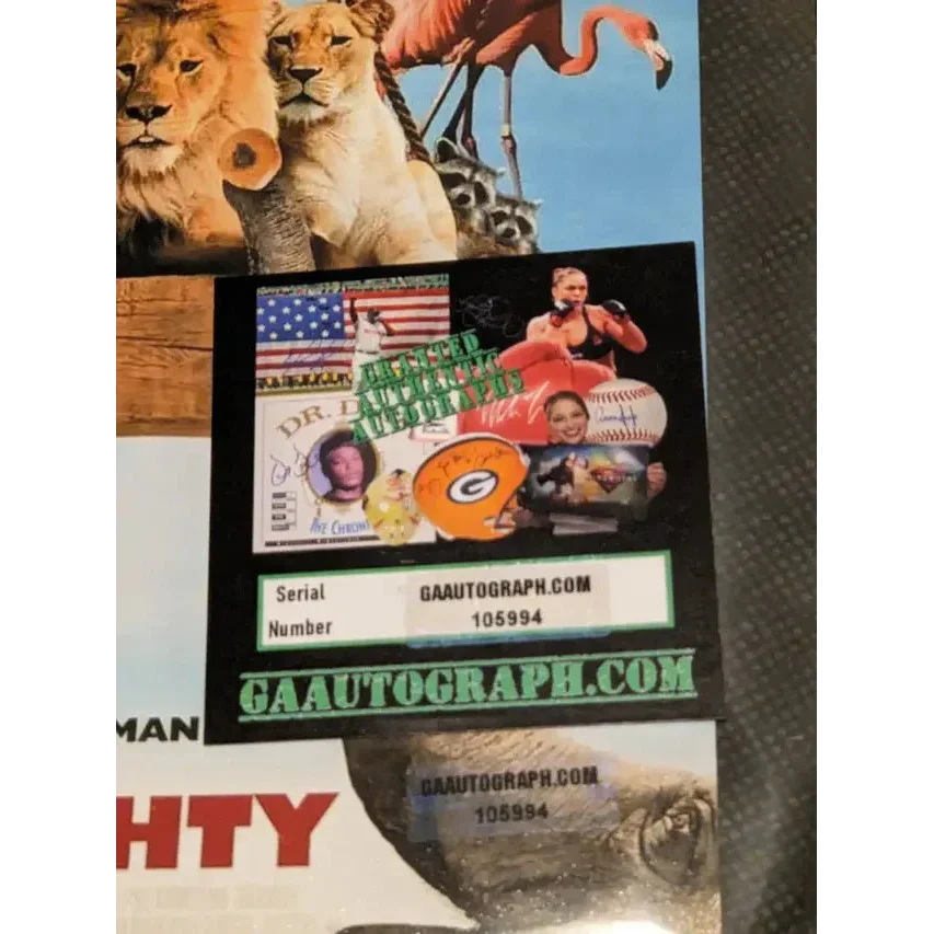 Authenticity certificate for rare Steve Carell Evan Almighty signed memorabilia