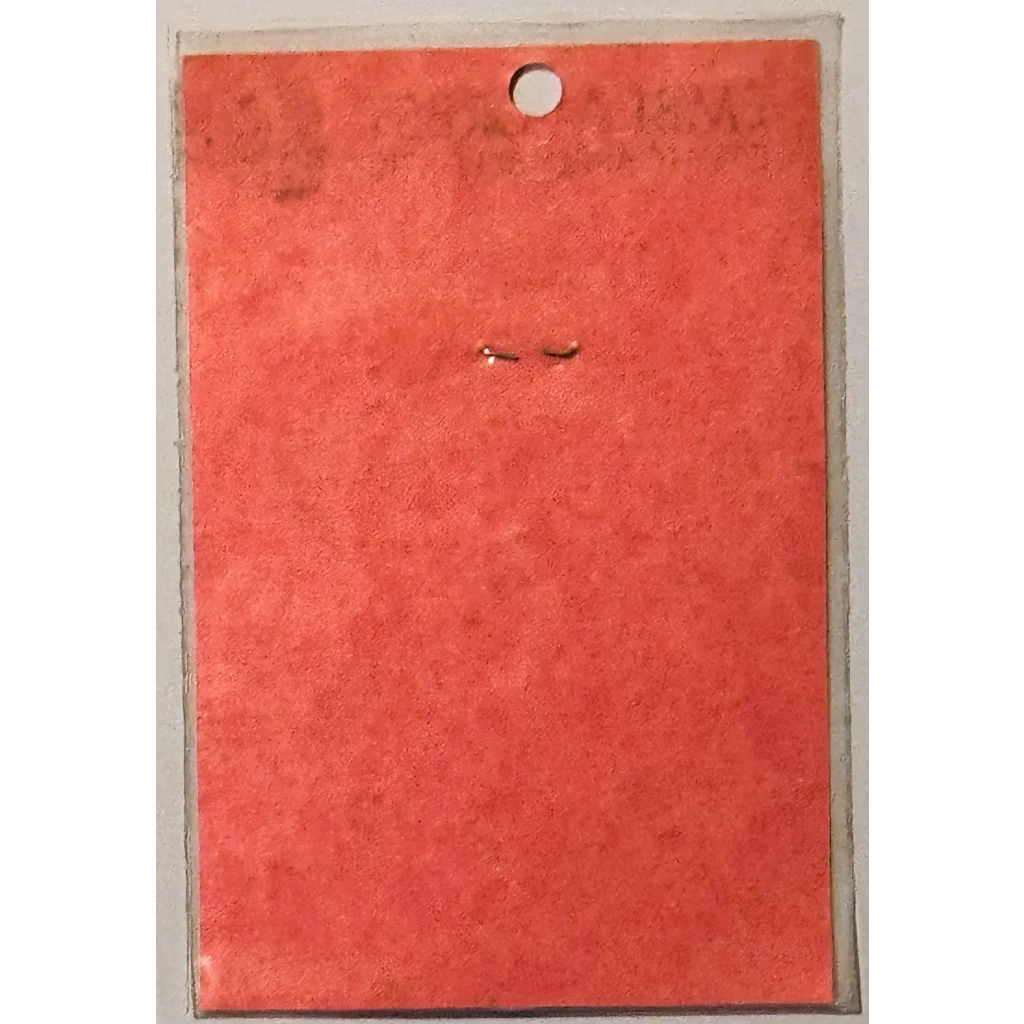 Red cardboard tag with hole from rare vintage 1960s Embla Crest collectible sticker