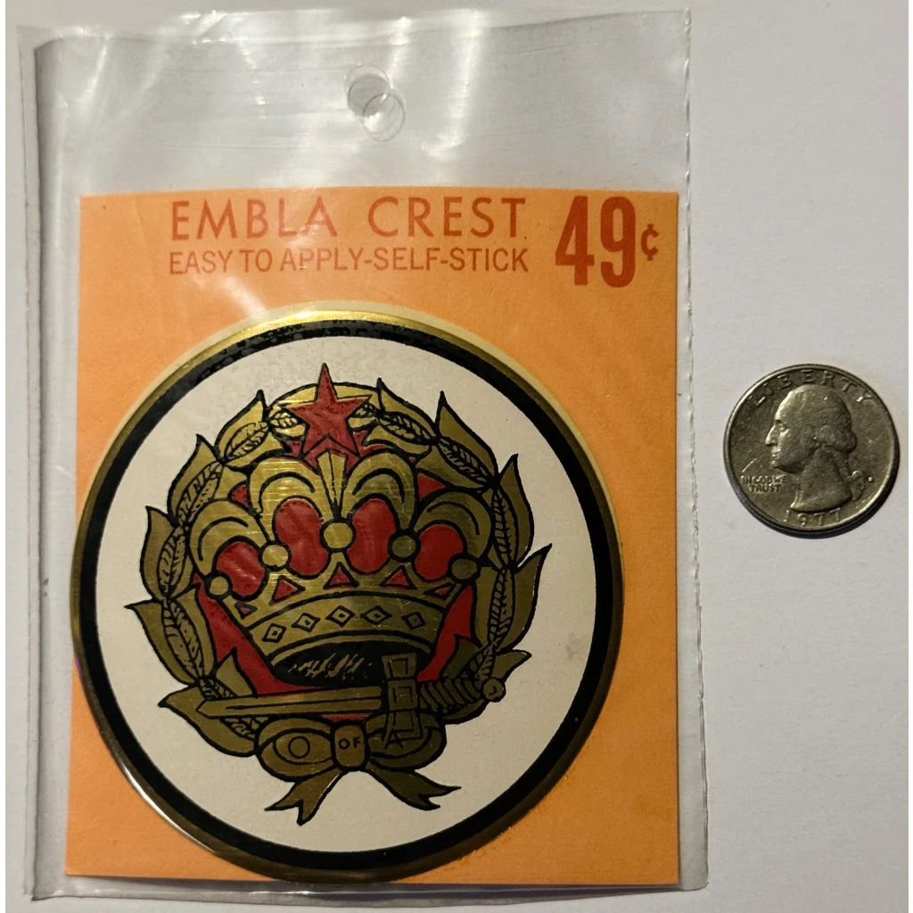 Vintage 1960s Embla Crest sticker from rare vintage 1960s order history