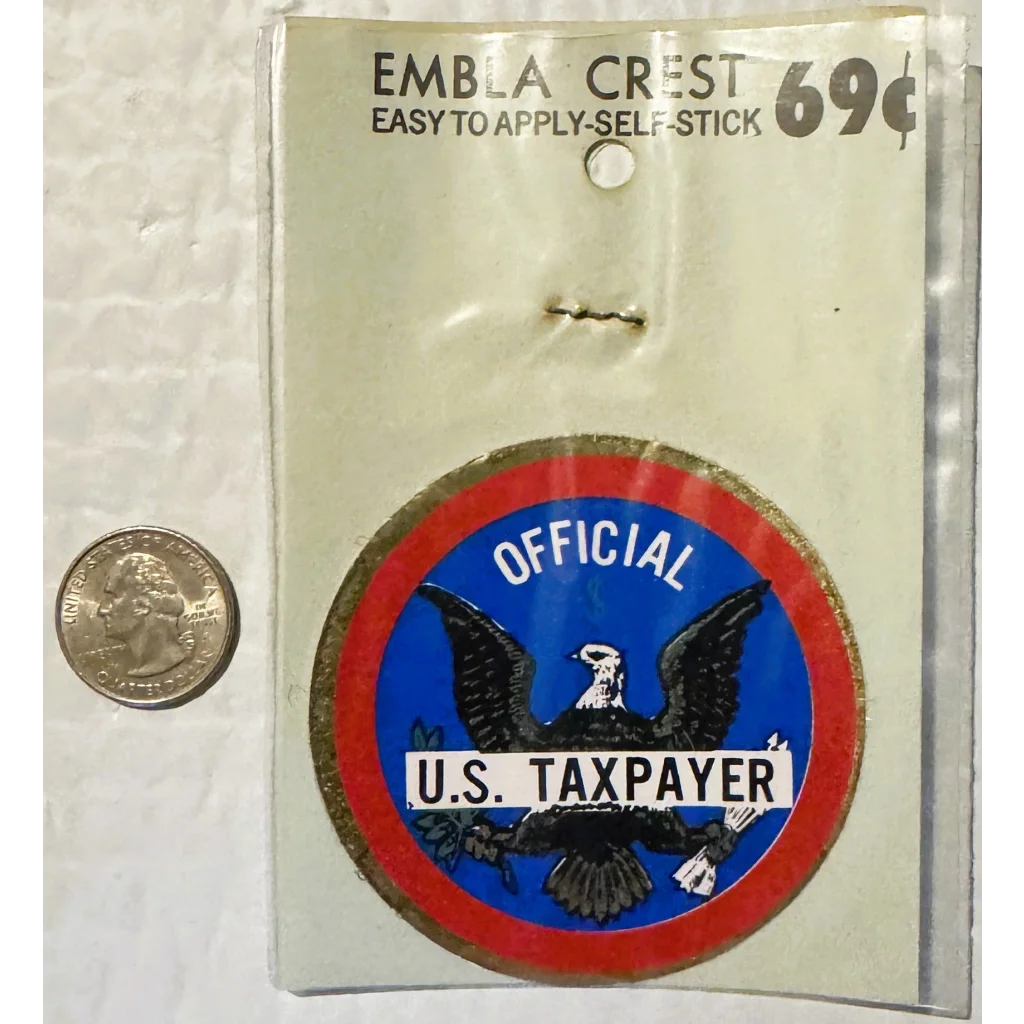 Rare vintage 1960s Embla Crest Official US Taxpayer decal sticker for vintage collection