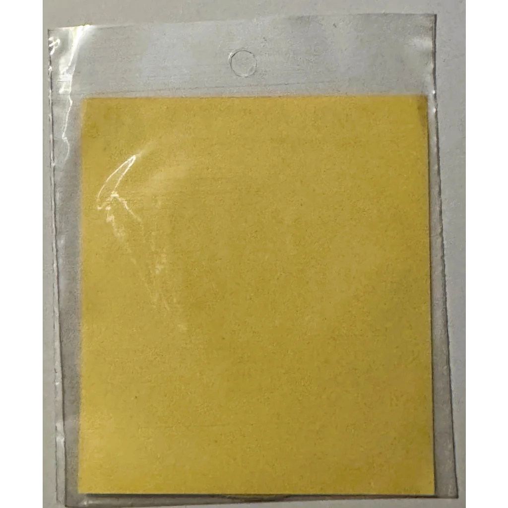 Yellow square notary public sticker in clear plastic packaging from rare vintage 1960s collection