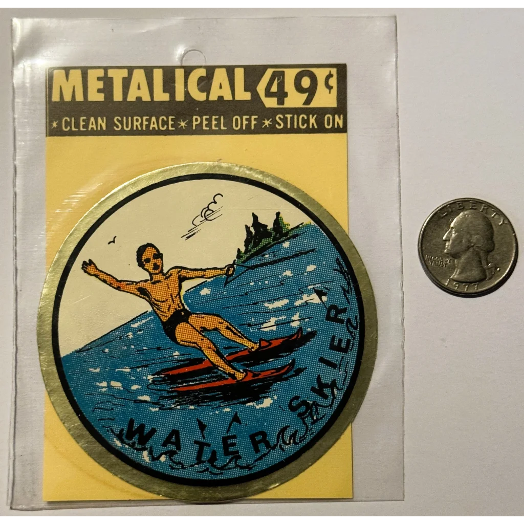 Rare vintage 1960s water skier decal for vintage 1960s water collectible sticker