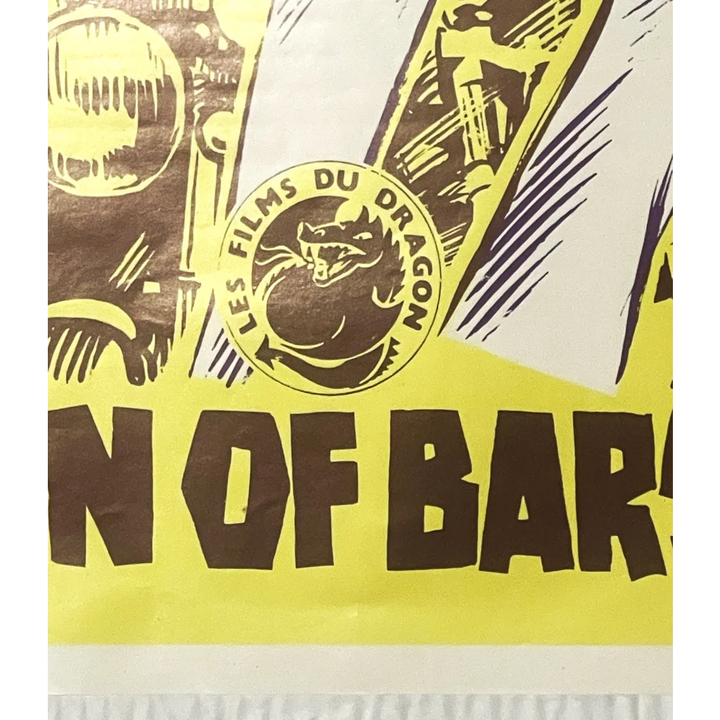 Stylized yellow and black movie poster featuring Johnny Hallyday and Films du Dragon logo