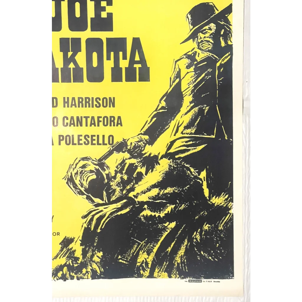 Dramatic Joe Dakota movie poster showing a grappling duo on a vivid yellow backdrop
