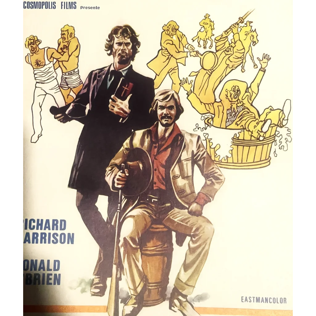 Rare 1972 Freres Appeles Trinita Belgium movie poster with cool stylized figures