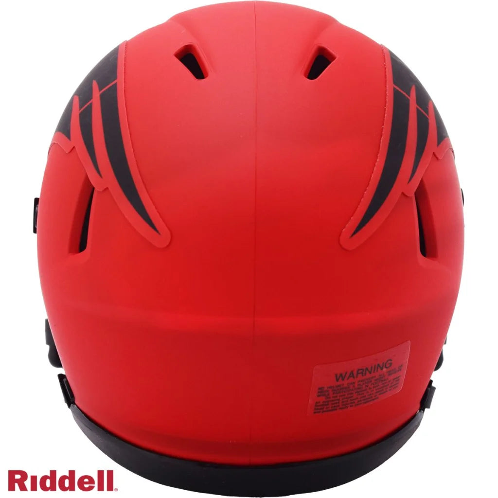 Matte red Rave Collection Speed Mini Football Helmet with black accents