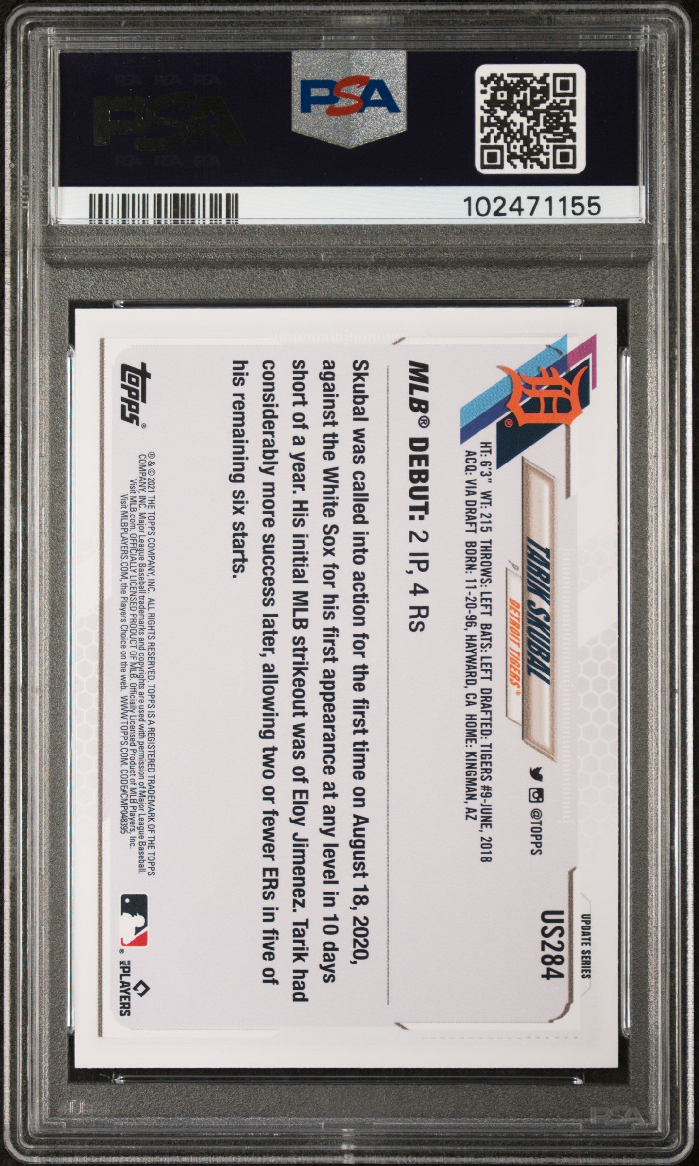 Tarik Skubal 2021 Topps Update Rookie Card PSA 10