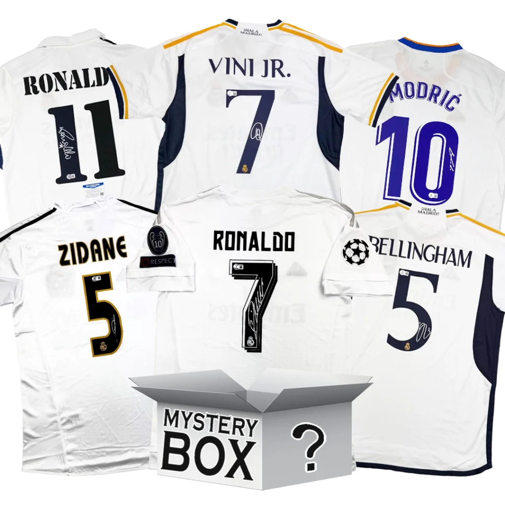 Real Madrid Autographed/Signed Soccer Jersey Mystery Box with PSA JSA or Beckett COA | Hall of Fame Sports Memorabilia | vintageantiquesgifts.com