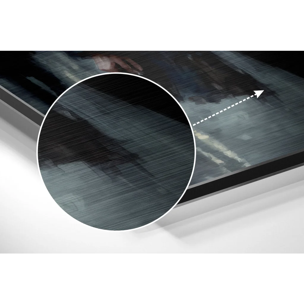 Dark gray abstract art on brushed aluminium dibond print