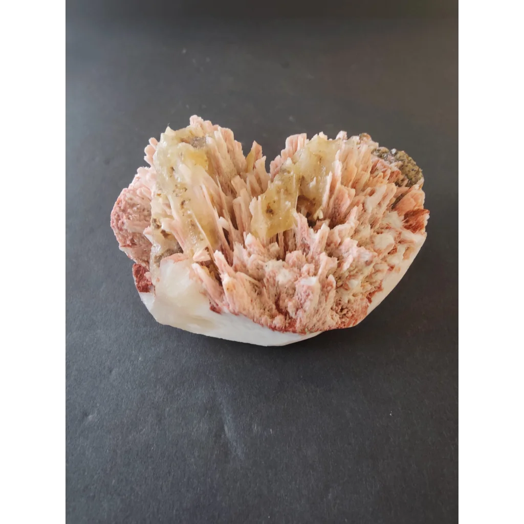 Red mordenite with stilbite specimen: pink white crystal cluster 306g