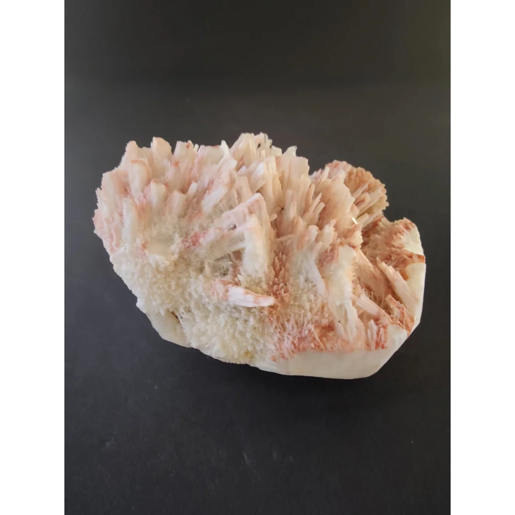Red mordenite with stilbite specimen: pale pink white crystal cluster 355g