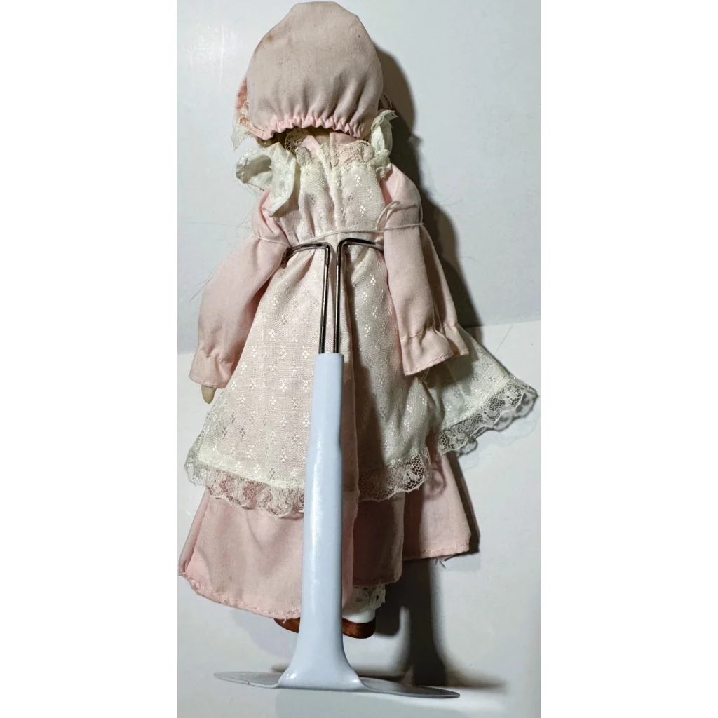 Retro vintage porcelain August doll in pink lace dress from Remember Collection