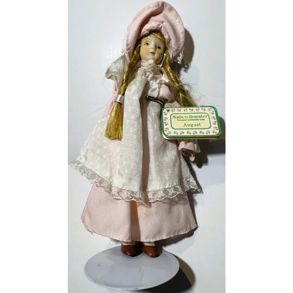 porcelain doll white dress 🎀 Vintage Russ Berrie August Doll