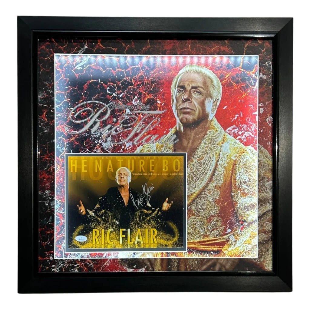 Ric Flair autographed deluxe framed 8x10 photo with black-framed collage