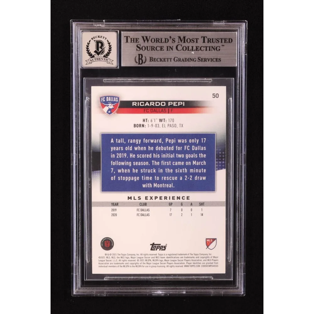 Ricardo Pepi Signed Soccer Card BGS Graded Authentic Autograph for collectors