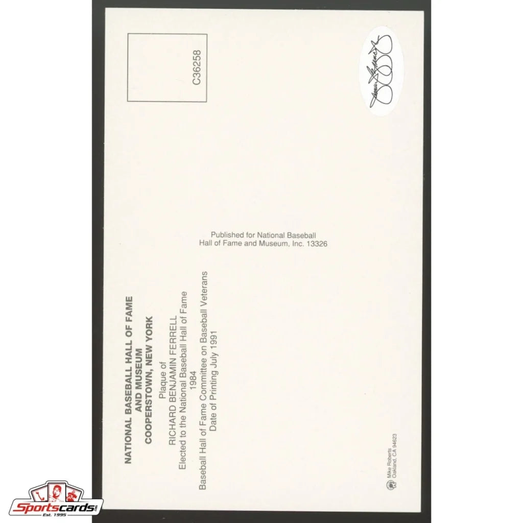 Signed Rick Ferrell HOF postcard vintage baseball legend collectible