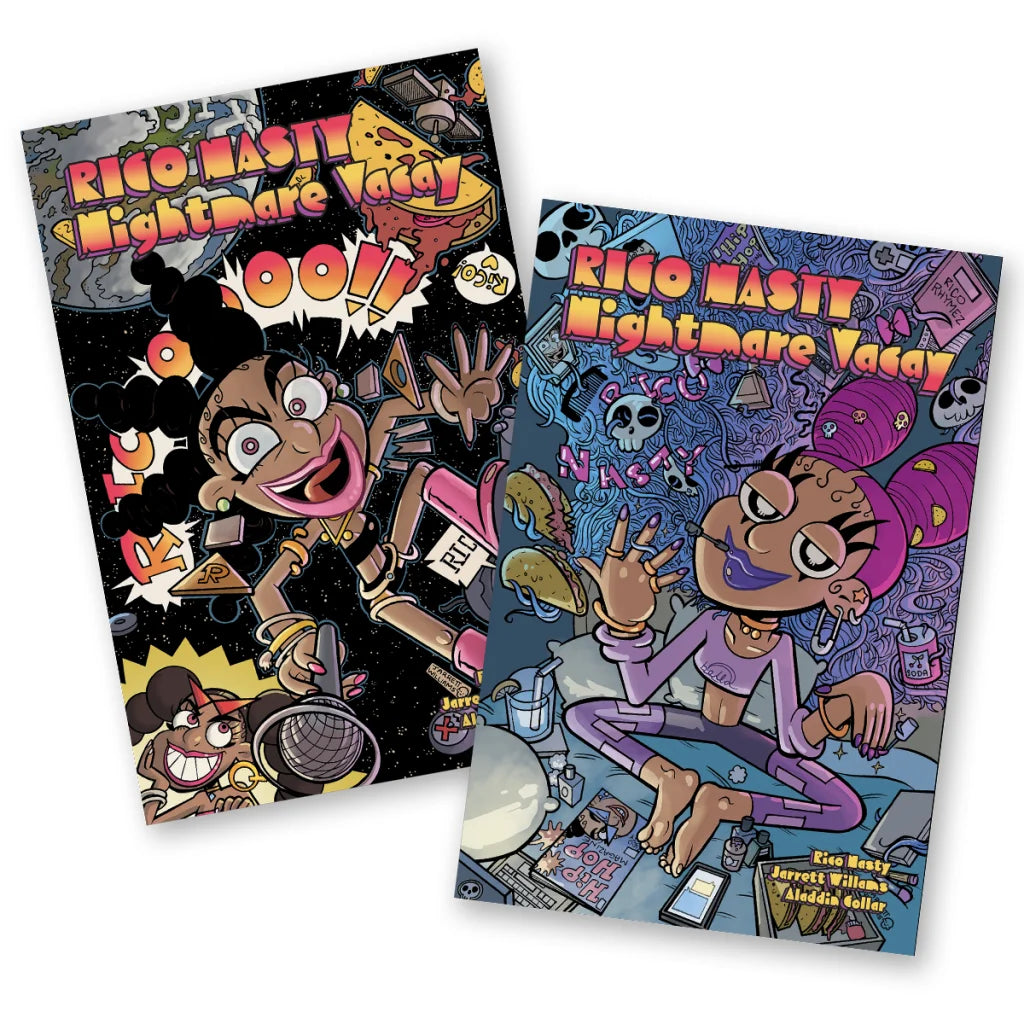 Rico Nasty Space Adventure Comic Book Crash Landing on Earth with colorful cartoon art