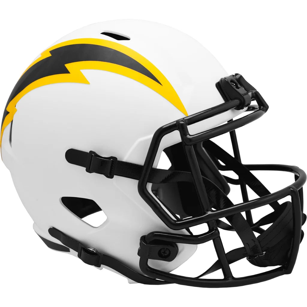 White and yellow Riddell Lunar Helmet San Diego Chargers replica with black face mask