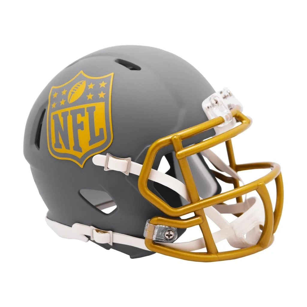 Riddell Slate Collection NFL helmet in matte black with gold accents