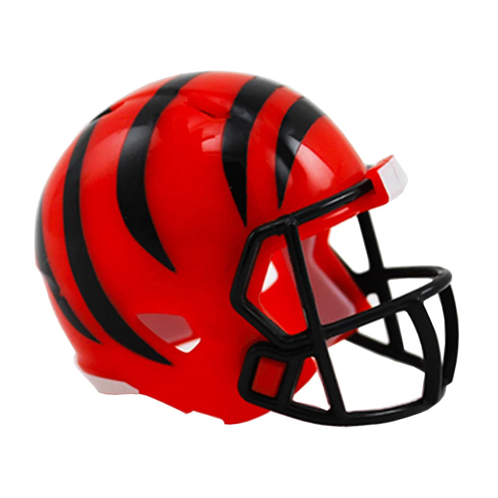 Glossy Riddell Speed Pocket Pro Mini Helmet in Bengals red and black stripes