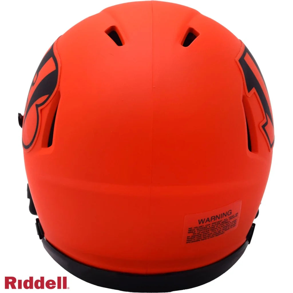 Matte orange Riddell SpeedFlex mini football helmet with black accents