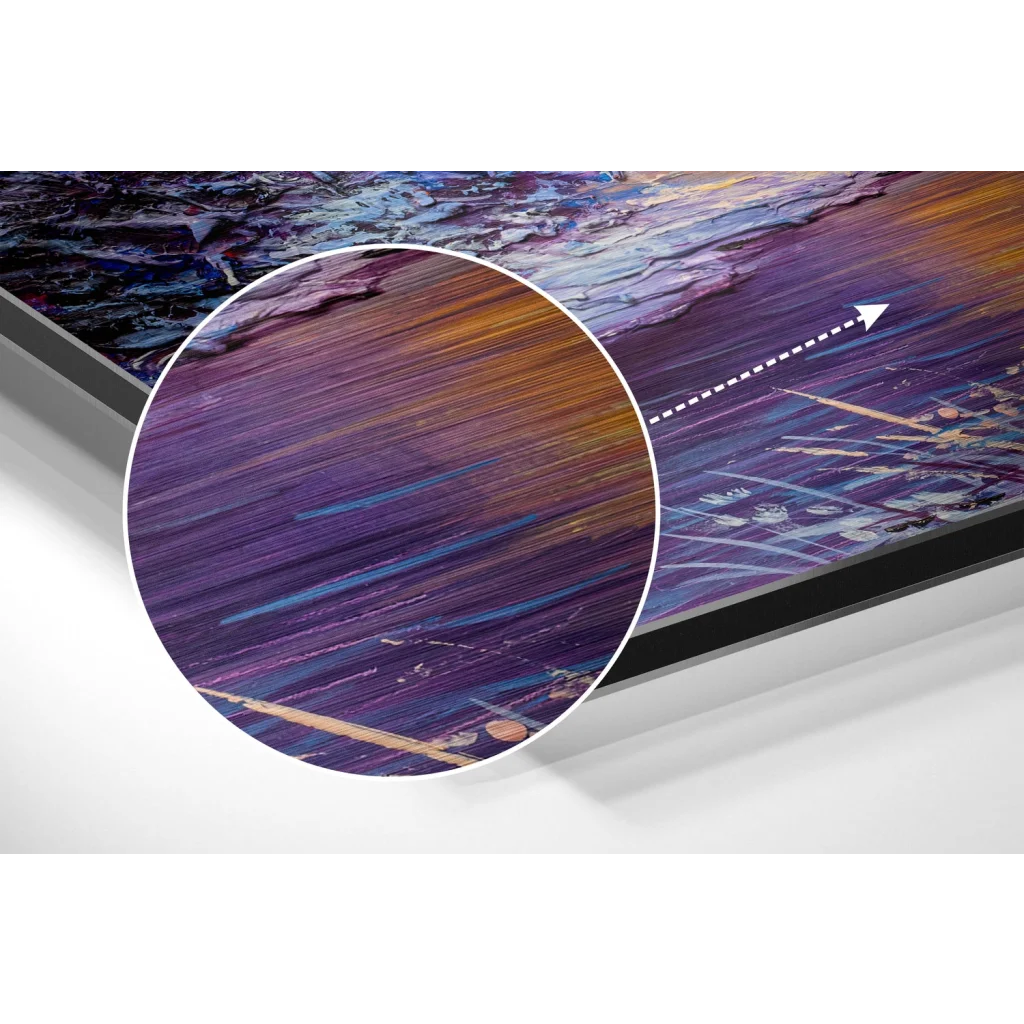 Vibrant abstract painting on brushed aluminium dibond print