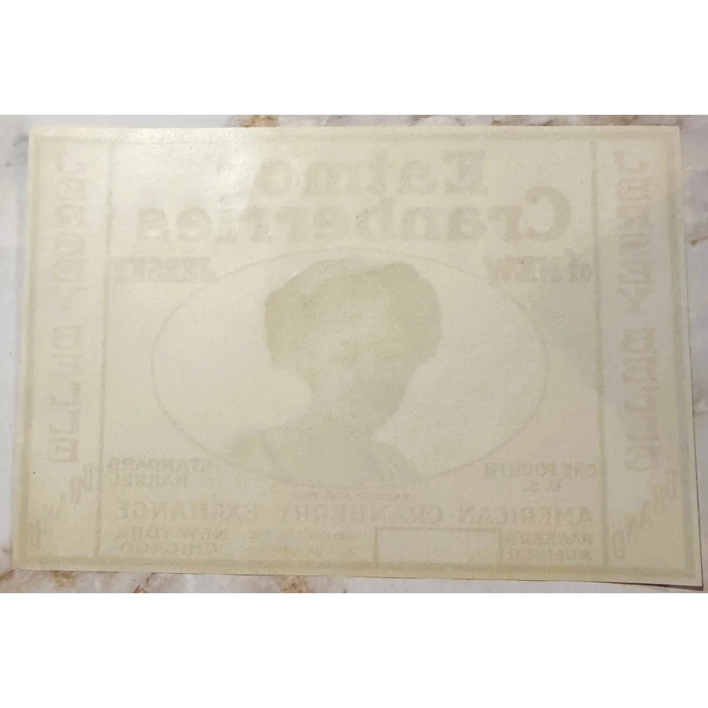 Faded photo with silhouette highlighting Roaring 20s Jersey Belle Cranberry Label history