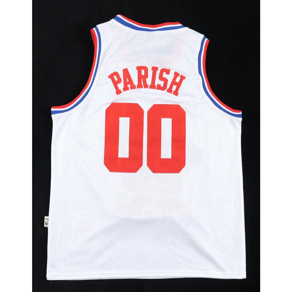 White Robert Parish signed 1992 NBA All Star jersey with red Parish and 00 on back