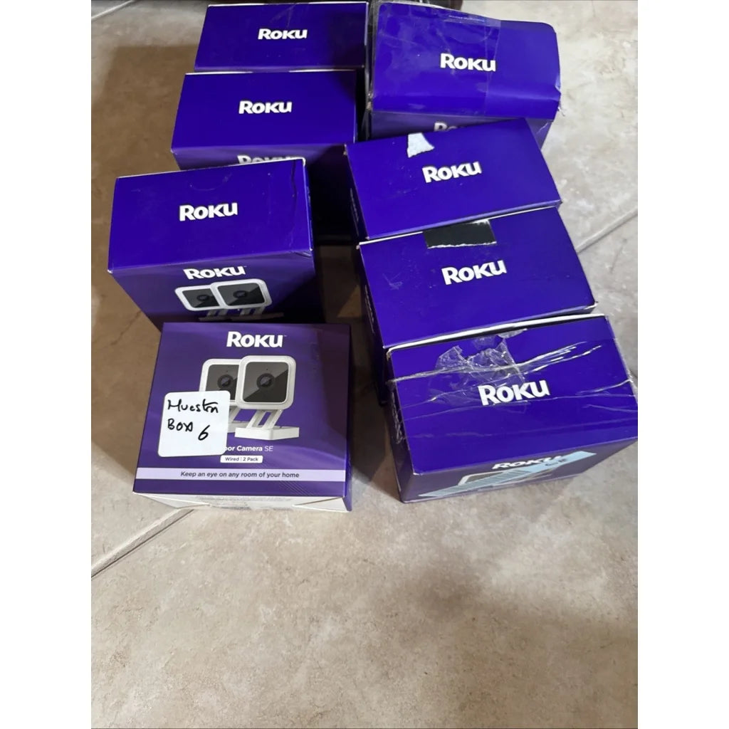 Purple Roku Indoor Camera SE Wired 2 Pack security cameras